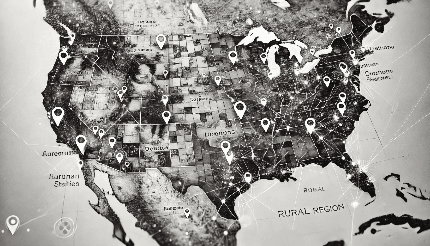 Geospatial USA map visual for rural address research