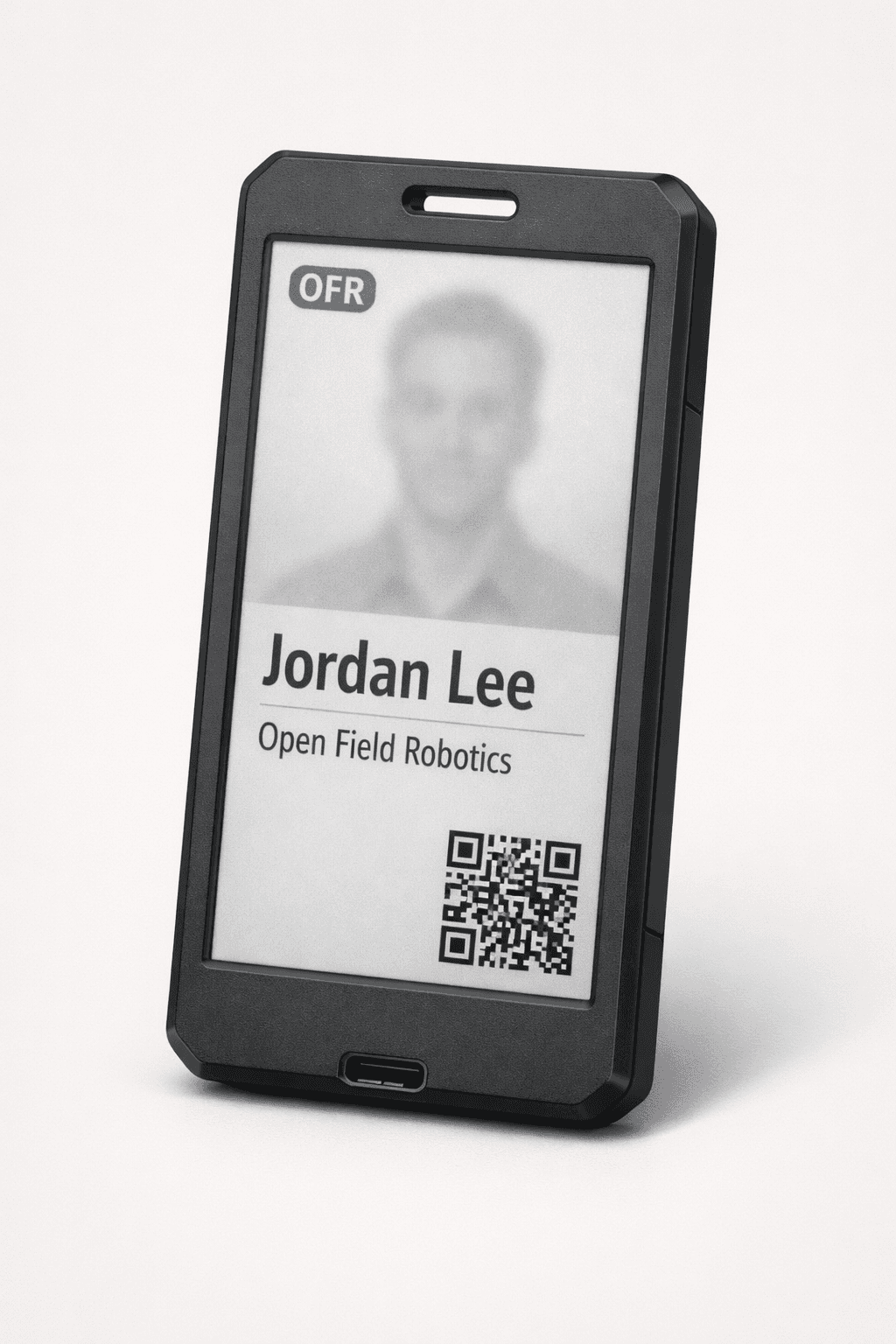 Dark enclosure Smart eInk Conference Badge by CloudRaven mockup
